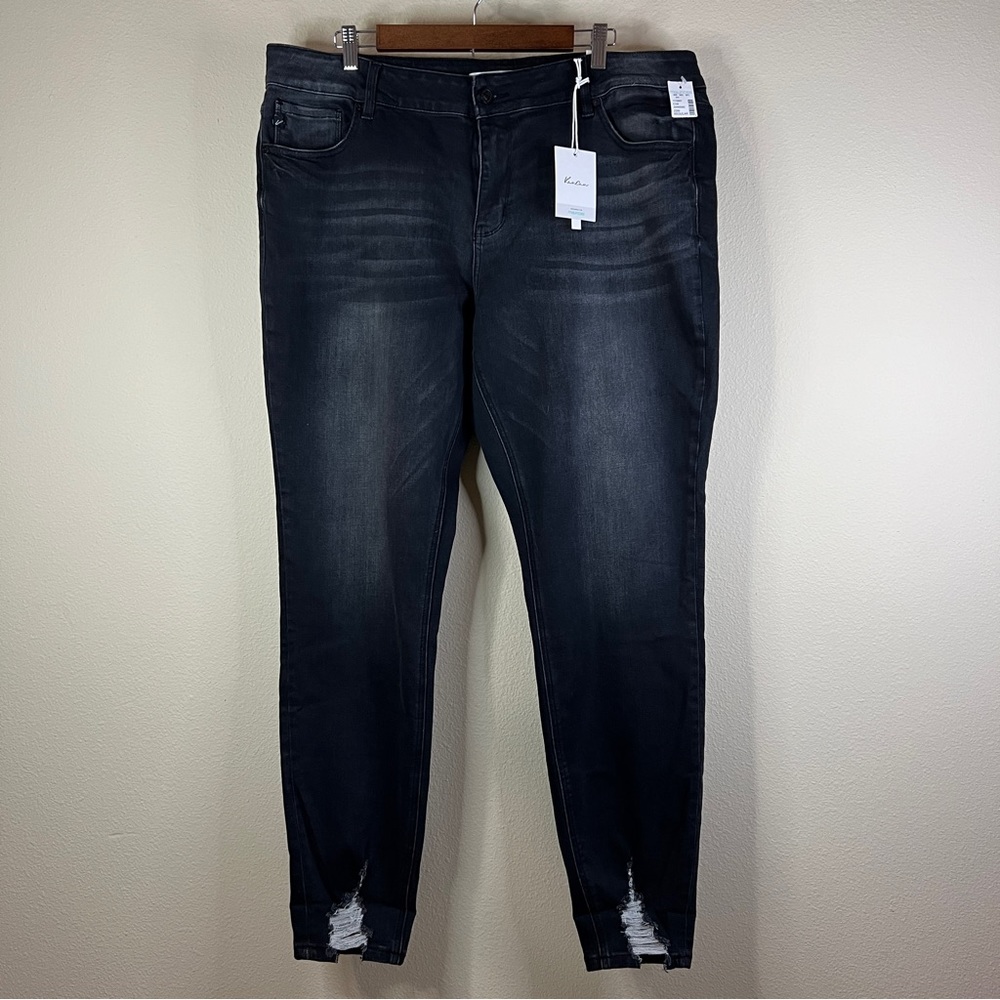 KanCan Maurices Mid Rise Skinny Jeans Size 20 Black Gray NWT